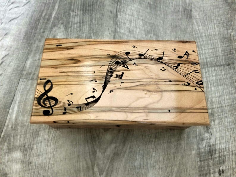 Personalized Music Notes Music Box Choose Your Song Laser Etsy