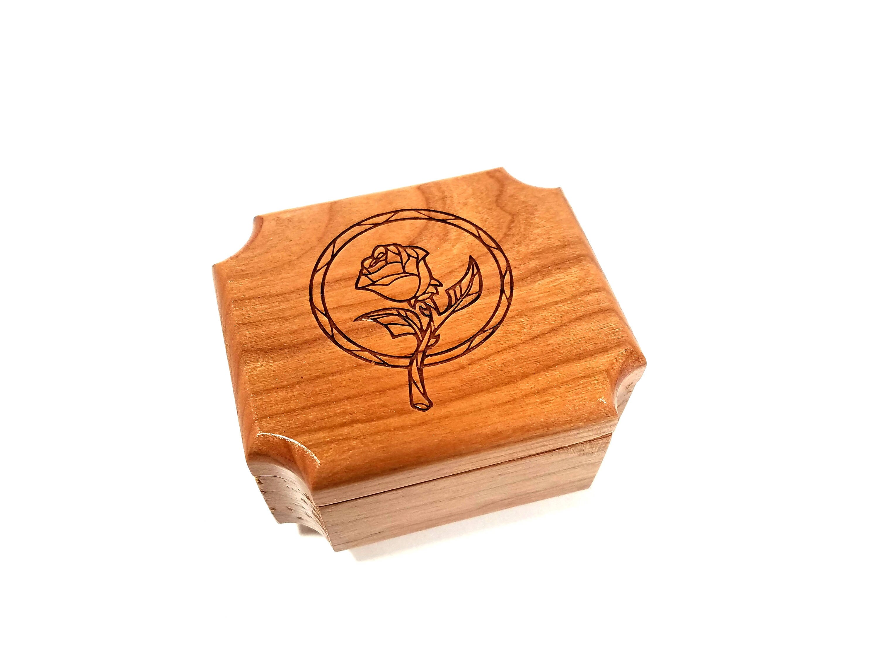 Personalized Rose Ring Box Custom Wedding Ring Box Wood Etsy