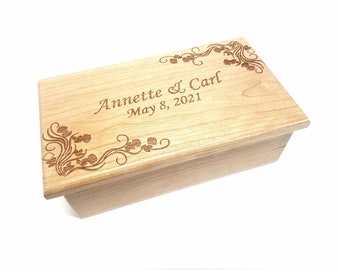 Personalized Couple Music Box Choose Your Song, Custom Wood Music Jewelry Box,Laser Engraved Music Box,Custom Memory Box,Unique Wedding Gift