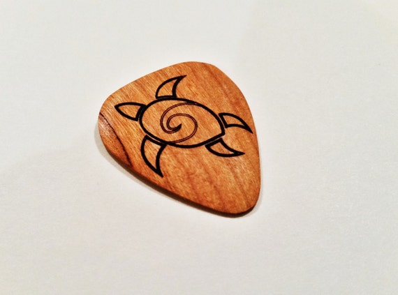 Personalized Turtle Guitar Pick Custom Engraved Tribal Turtle