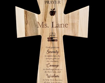 Custom Personalized Teachers Prayer Cross, Handmade Wood Cross Plaque, Personalized Teacher Gift