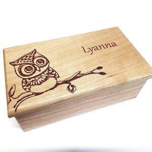 Personalized Owl Music Box Choose Your Song,Gift for Her,Laser Engraved Music Box, Owl Music Box, Graduation Gift, Unique Personalized Gift image 2