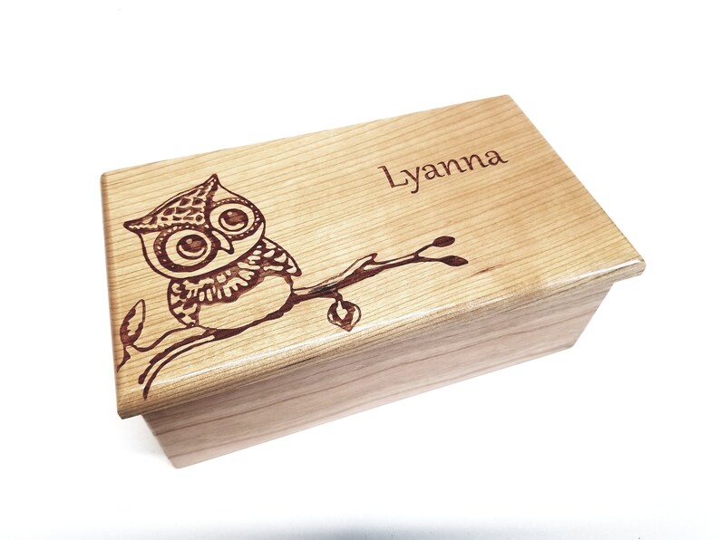 Personalized Owl Music Box Choose Your Song,Gift for Her,Laser Engraved Music Box, Owl Music Box, Graduation Gift, Unique Personalized Gift image 2