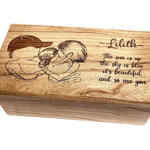 Music Box Choose Your Song Add Text, Father Mother Daughter Personalized Custom Laser Engraved Wood Music Box, Gift for Daughter,Family Gift