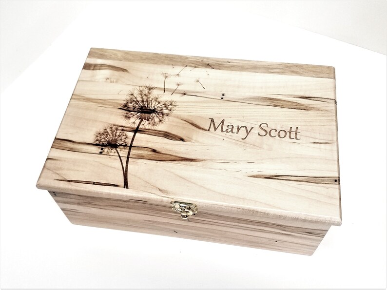 Custom Personalized Dandelion Memory Box Keepsake Box Wood Etsy