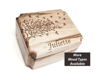 Personalized Tree with Birds Mini Urn, Ashes Box, Laser Engraved Memorial Box, Custom Tree Bird Box, Grief Gift, Sharable Urn, Small Urn