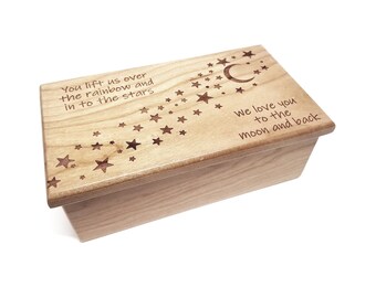 Personalized Moon and Stars Music Box Choose Your Song,Laser Engraved Music Box, Love you to the moon, moon jewelry box