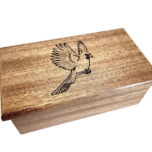 Music Box Choose Your Song Add Text Personalized Cardinal, Custom Wood Music Jewelry Box, Laser Engraved Cardinal Memorial Music Box