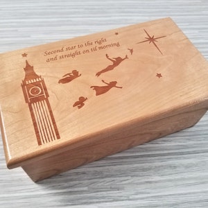 Peter Pan Music Box Engrave your Text, baby Shower Gift, Lost Boys Music Box, Unique Gift for little boy, Son Birthday Gift, grandson gift