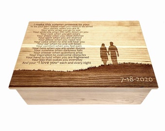 Custom Personalized Love Memory Box,12x8x4 Valentines Engraved Memory Wood Box, Wedding Card Box, Anniversary Box, I Love You Gift