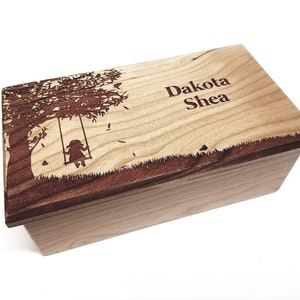 Music Box Choose Your Song Add Text, Custom Personalized Little Girl On Tree Swing Laser Engraved Wood Music Box,Daughter Granddaughter Gift