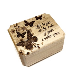 Personalized Butterfly Mini Music Box, Music Box Choose Your Song, Hand Made Small Butterfly Music Box, Custom Wood Music Box