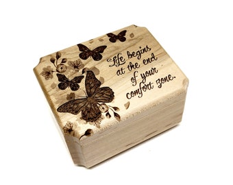 Personalized Butterfly Mini Music Box, Music Box Choose Your Song, Hand Made Small Butterfly Music Box, Custom Wood Music Box