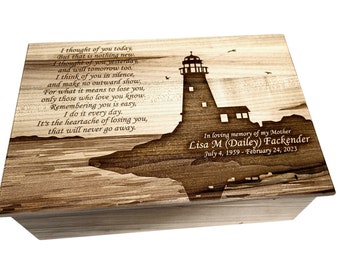 Custom Personalized Lighthouse Memory Box, 12x8x4  Engraved Memory Wood Box, Nautical House Decor, Lighthouse 5 year Anniversary Gift