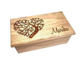 Music Box Choose Your Song Add Text, Custom Personalized Laser Engraved Heart Tree of Life Wood Music Box,5 Year Anniversary Gift,Earth Love