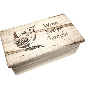 Music Box Choose Your Song Add Text, Personalized Wren Bird Laser Engraved Music Box, Memorial Wren Box, Grandmother Gift,Wren Bird Memorial