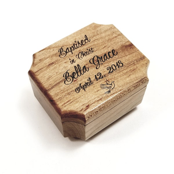 Personalized Baptism Music Box Choose Your Song, Personalized Custom Baptism Gift, Custom Wood Music Box, Christian Music Box