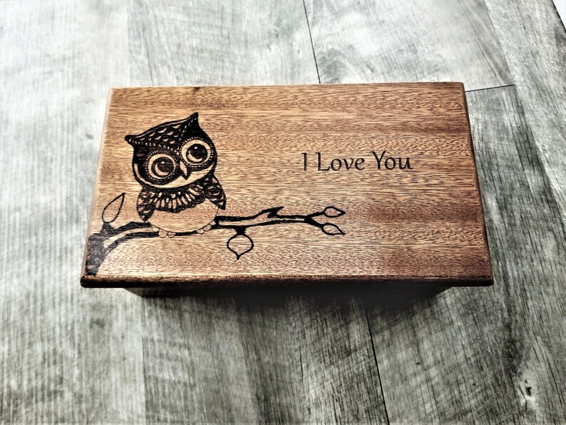 Personalized Owl Music Box Choose Your Song,Gift for Her,Laser Engraved Music Box, Owl Music Box, Graduation Gift, Unique Personalized Gift image 5