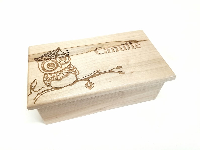 Personalized Owl Music Box Choose Your Song,Gift for Her,Laser Engraved Music Box, Owl Music Box, Graduation Gift, Unique Personalized Gift image 3