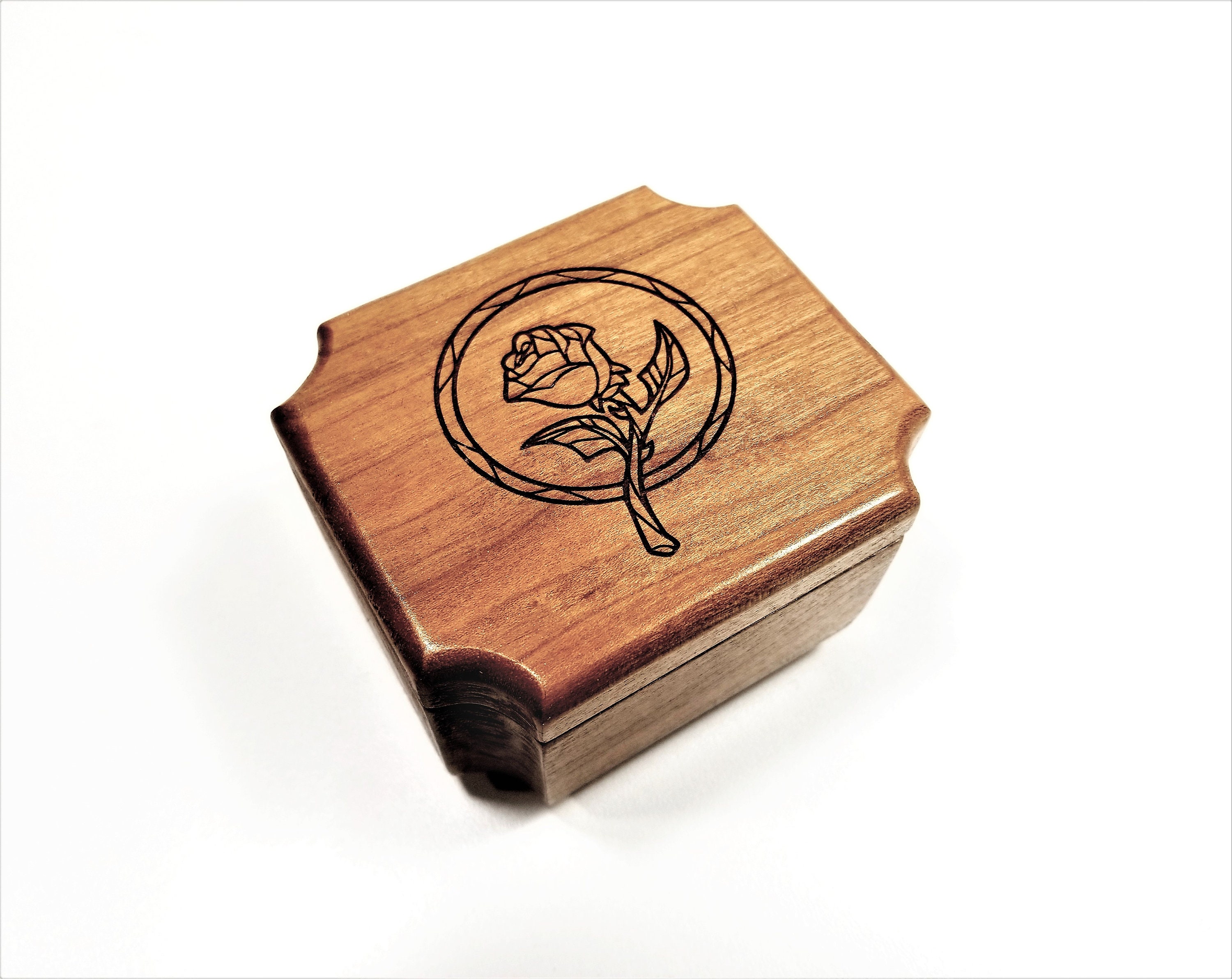 Personalized Rose Ring Box Custom Wedding Ring Box Wood Etsy