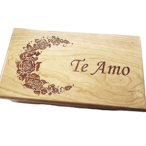 Music Box Choose Your Song, Personalized Laser Engraved Flower Crescent Moon Music Box, Love you to the moon, Best Friend Unique Gift