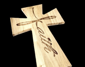 Handmade Wood Faith Cross, Memorial Cross, Handmade Wood Memory Cross Plaque, Religious Gift