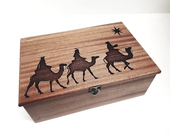 Custom Personalized 3 Kings Christmas Keep Sake Box,  Engraved Memory Box, religious memory box, Christmas Decor, Christmas Memory Box