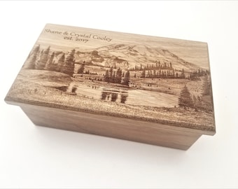 Personalized Electronic Mountain Music Box ANY Song,Custom Music Jewelry Box,MP3 Music Box,Laser Engraved Digital Mt Ranier Music Box