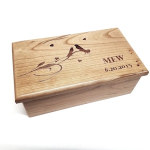 Personalized Love Birds Music Box Choose Your Song, Custom Wood Music Jewelry Box,Laser Engraved Music Box, Unique Wedding Gift, 5 year