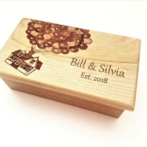 Personalized Flying House with Balloons Electronic Music Box ANY Song,Custom Music Jewelry Box,MP3 Music Box,Laser Engraved Digital Music