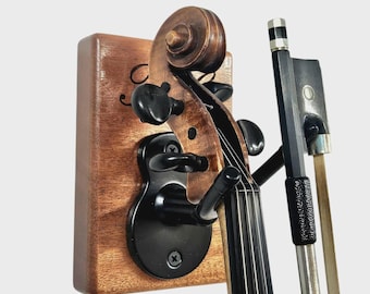 Personalized Violin & Bow Hanger, Wood Violin Wall Mount Hanger, Hand Made Violin Hanger, Violin Display, Violin Storage, Gift for Violinist