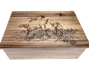 Custom Personalized Hunting Hounds Memory Box, Engraved Memory Wood Box, Hunting Hounds Decor, Hunting Hounds Memorial, Duck Hunting Gift