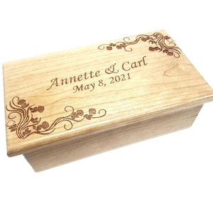 Couples Music Box Choose Your Song Add Text, Custom Wood Music Jewelry Box,Laser Engraved Music Box,Custom Memory Box,Unique Wedding Gift