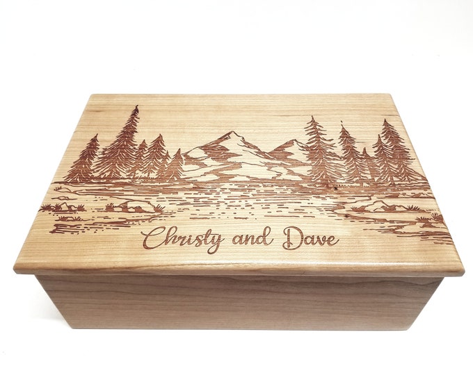 Personalized Electronic Large Music Box ANY Song,Custom Mountain Music Jewelry Box, Laser Engraved Digital Music Box,Custom Music Memory Box