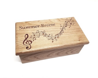 Personalized Music Notes Music Box Choose Your Song, Laser Engraved Music Box, Custom Music Jewelry Box, Hand Made Music Box,Treble Clef Box