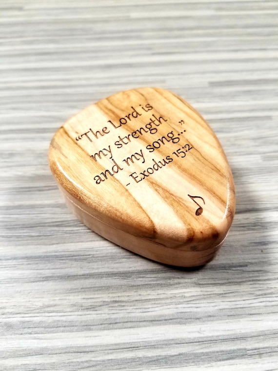 Custom Bible Verse Guitar Pick Box and Pick Spiritual Guitar Pick