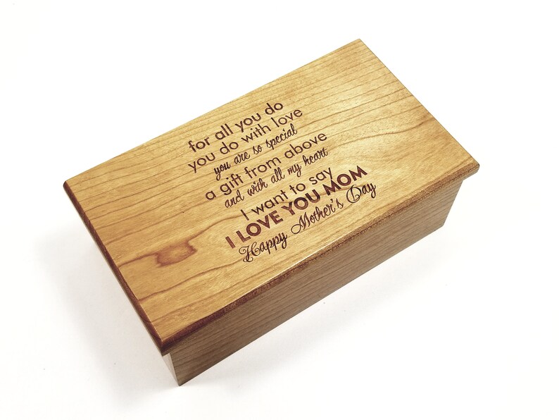 Mother's Day Music Box Choose Your Song, Personalized Laser Engraved Mother's Day Poem,Unique Personalized Mother's Day Gift,Mother of Bride image 3