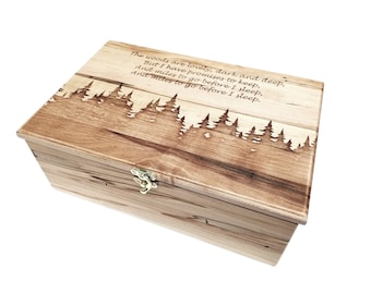 Custom Personalized Forest 12x8x4  Engraved Memory Box, Card Box, Wedding Box, Retirement Gift, 5 year anniversary