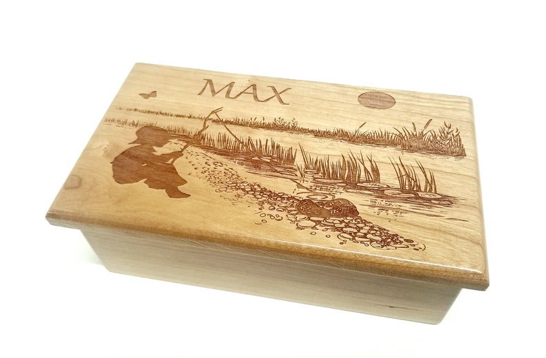 Personalized Boy Fishing Music Box Choose Your Song, Custom Son