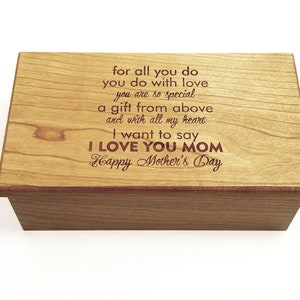 Mother's Day Music Box Choose Your Song, Personalized Laser Engraved Mother's Day Poem,Unique Personalized Mother's Day Gift,Mother of Bride image 1