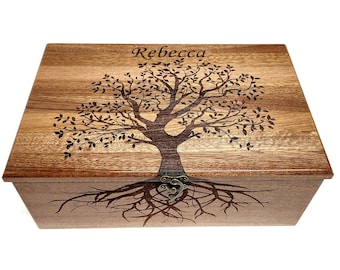 Tree of Life Memory Box Box Custom Engraved, Engraved Memory Wood Box, Gift for Loss, Funeral Box, Custom Memorial Gift