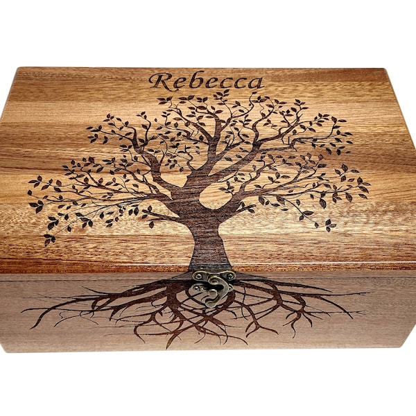 Tree of Life Memory Box Box Custom Engraved, Engraved Memory Wood Box, Gift for Loss, Funeral Box, Custom Memorial Gift