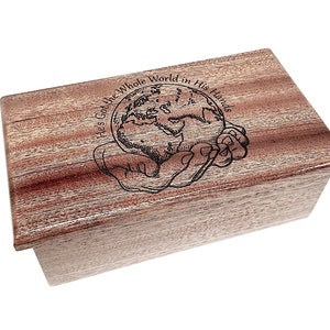 Music Box Choose Your Song Add Text, Custom Personalized He&#39;s Got the Whole World in His Hands Religous Wood Music Box,Friend in Jesus,Grace