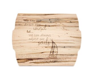 Personalized Custom Inspirational Sailboat Cutting Board, Inspirational Sailboat Charcuterie Cutting Board, Engraved Sailboat Gift
