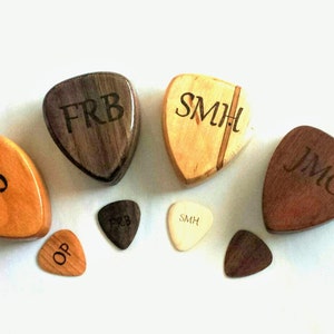 Personalized Wood Guitar Pick Box and Pick, Laser Engraved Custom Guitar Plectrum Case, stocking stuffer, 5 Year Anniversary,Musicians Gift