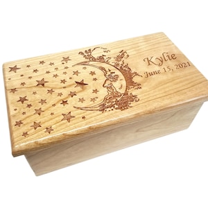 Music Box Choose Your Song, Personalized Custom Laser Engraved Music Box, Moon & Stars Music Box, Father Child Music Box, Grandchild Gift
