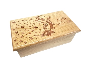 Music Box Choose Your Song, Personalized Custom Laser Engraved Music Box, Moon & Stars Music Box, Father Child Music Box, Grandchild Gift