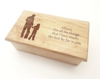 Personalized Father Daughter Electronic Music Box ANY SONG, Custom Song Hand Made Wood Music Box, Father of the Bride Gift, daughter to dad