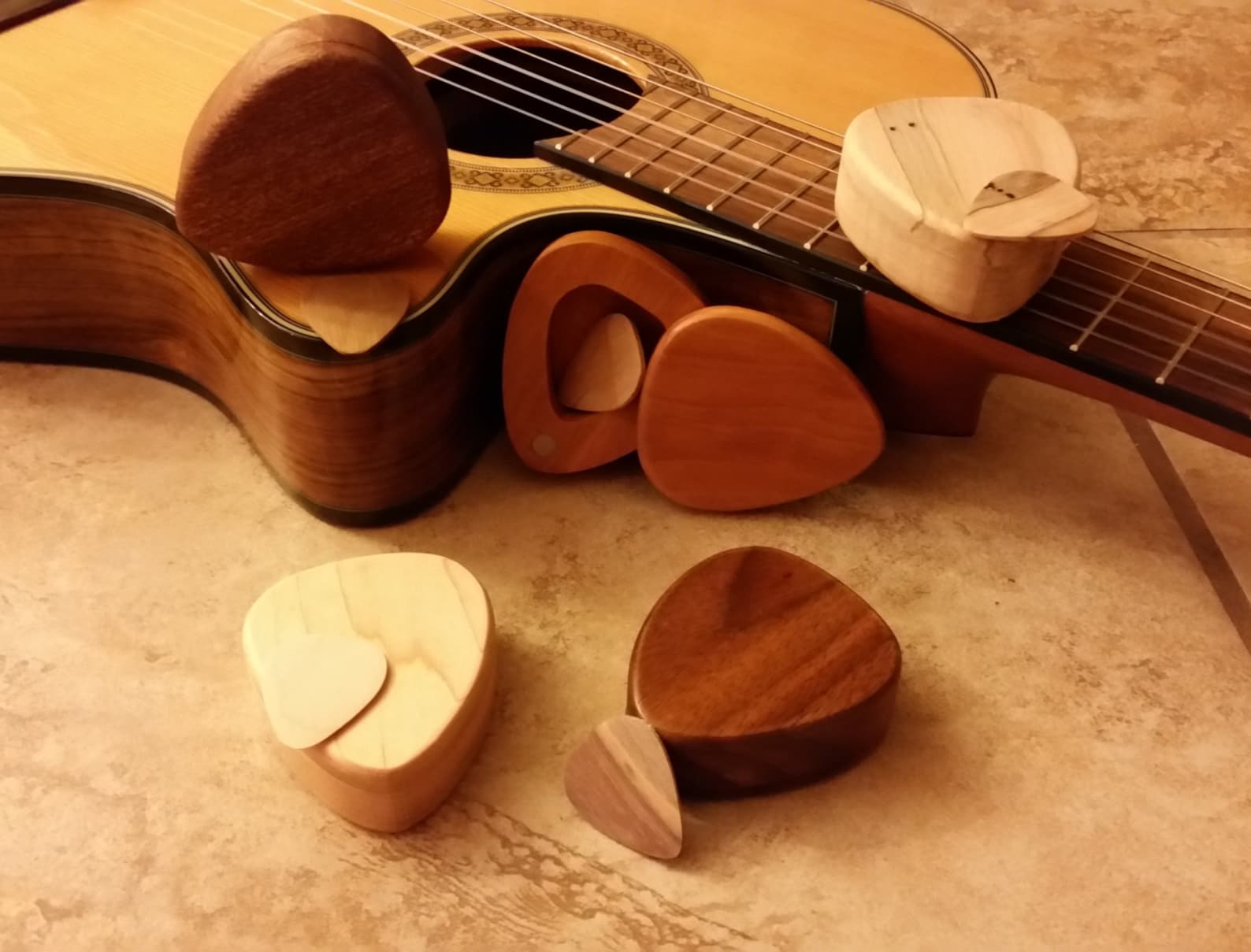 Handmade Wood Guitar Pick Box and Pick Hand Made Custom Wood Etsy