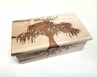 Personalized Weeping Willow Tree of Life Custom Music Box choose your song, Laser Engraved Music Box, Tree of Life Memory Box,Unique Wedding